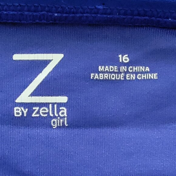 Z by Zella Girls One Piece Royal Blue Swimsuit with Rainbow Laddered sid… - Picture 8 of 8